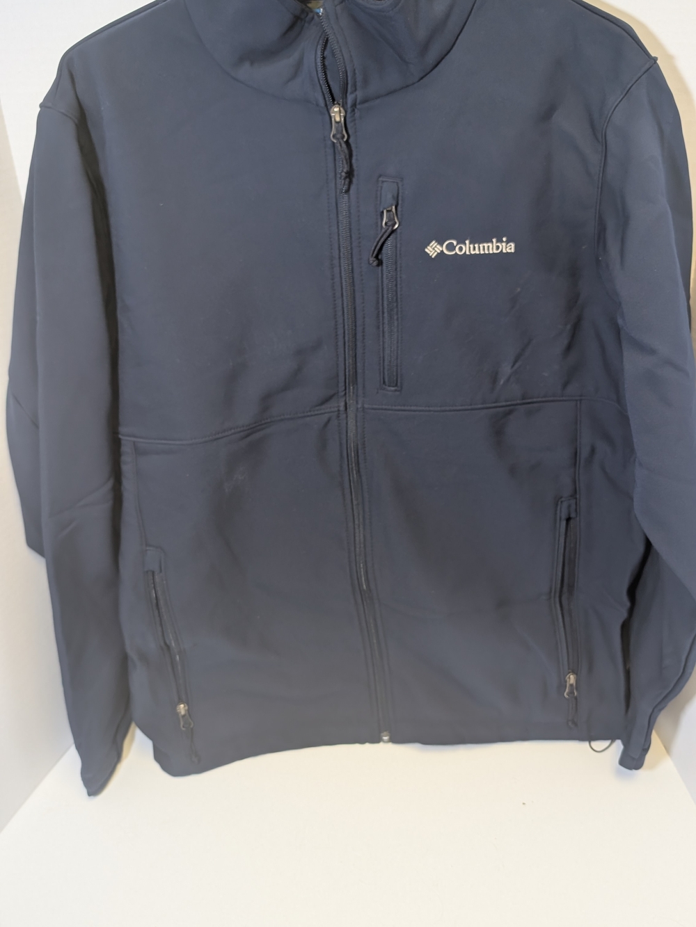 Columbia Black Softshell Jacket with Gold Logo Embroidery